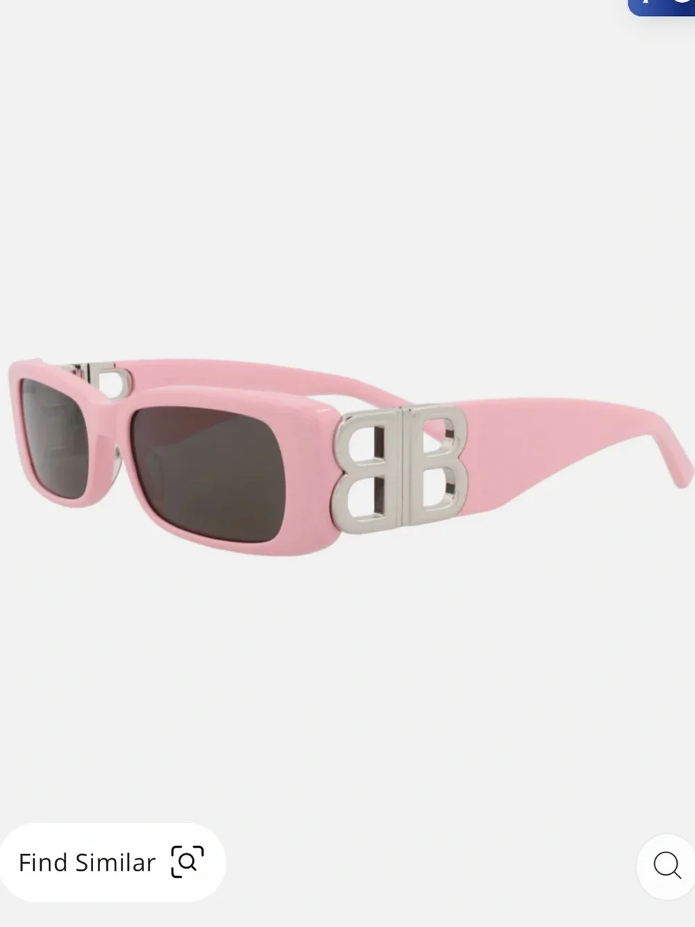 Balenciaga Pink Thick-Frame Sunglasses with Silver BB Logo